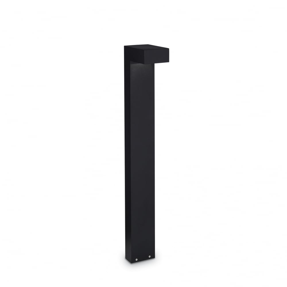 Sirio Contemporary Black LED Square Post Bollard Light, 80cm