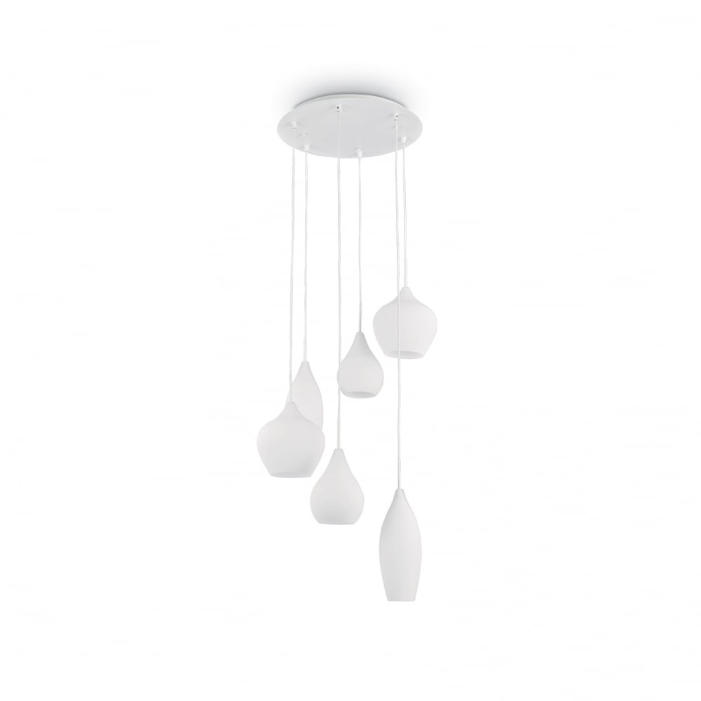 Elegant Modern 6-Light Pendant Chandelier in White