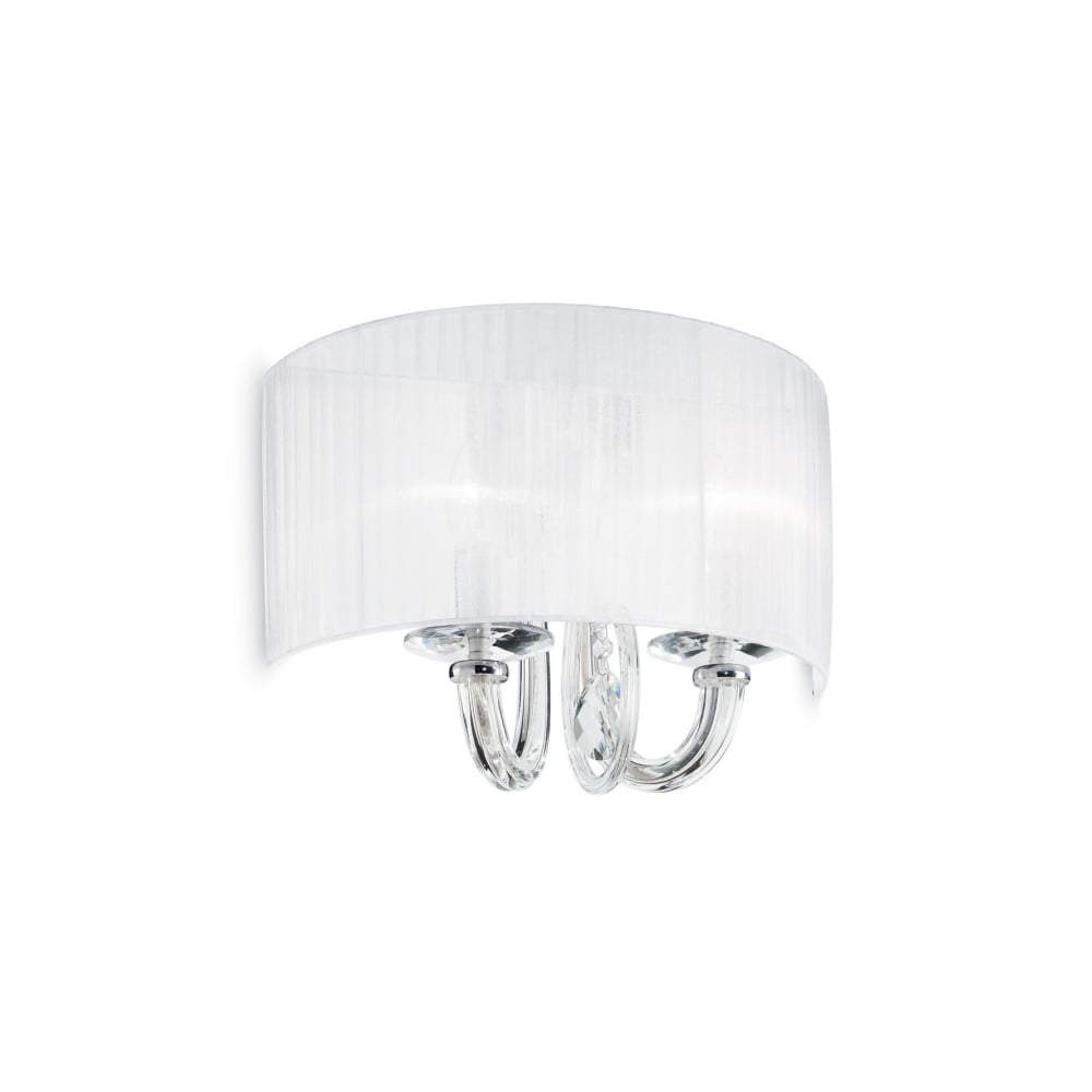 Swan Elegance Chrome and Crystal Wall Sconce