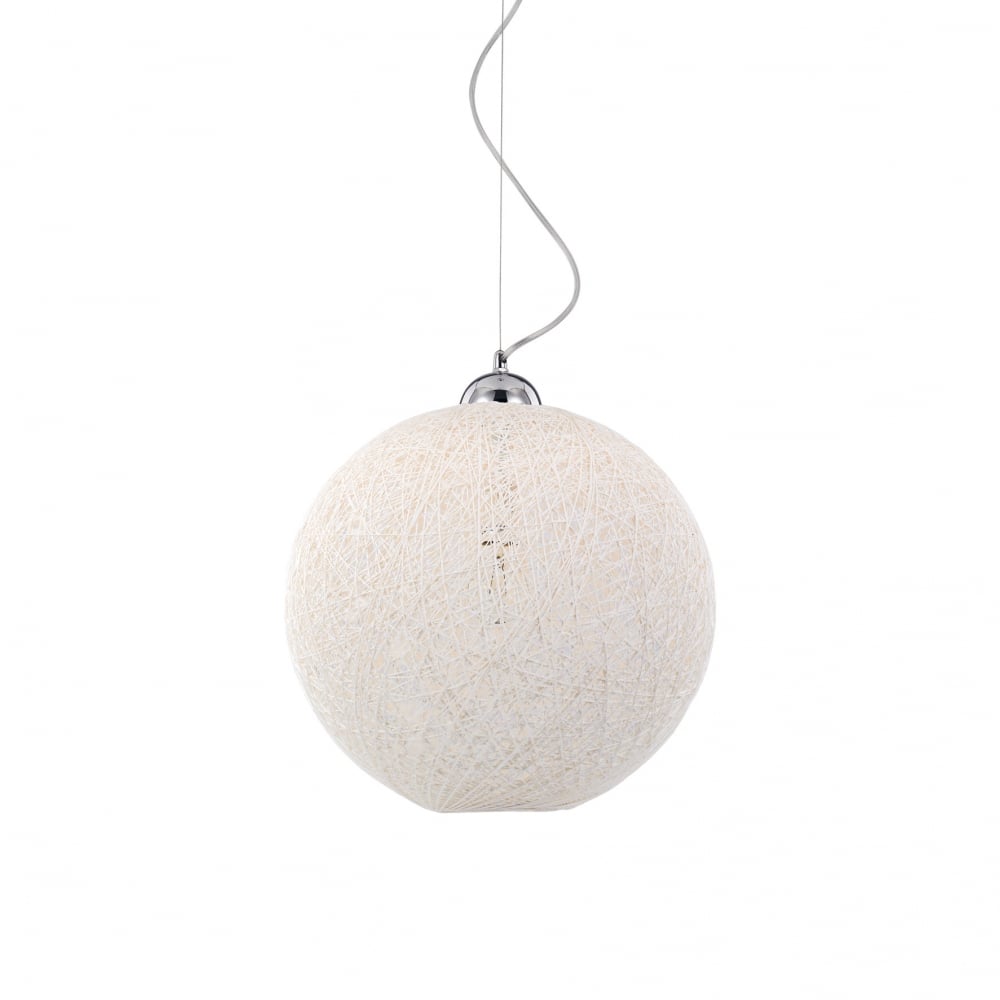 Contemporary White Woven Basket Pendant Light (30cm)
