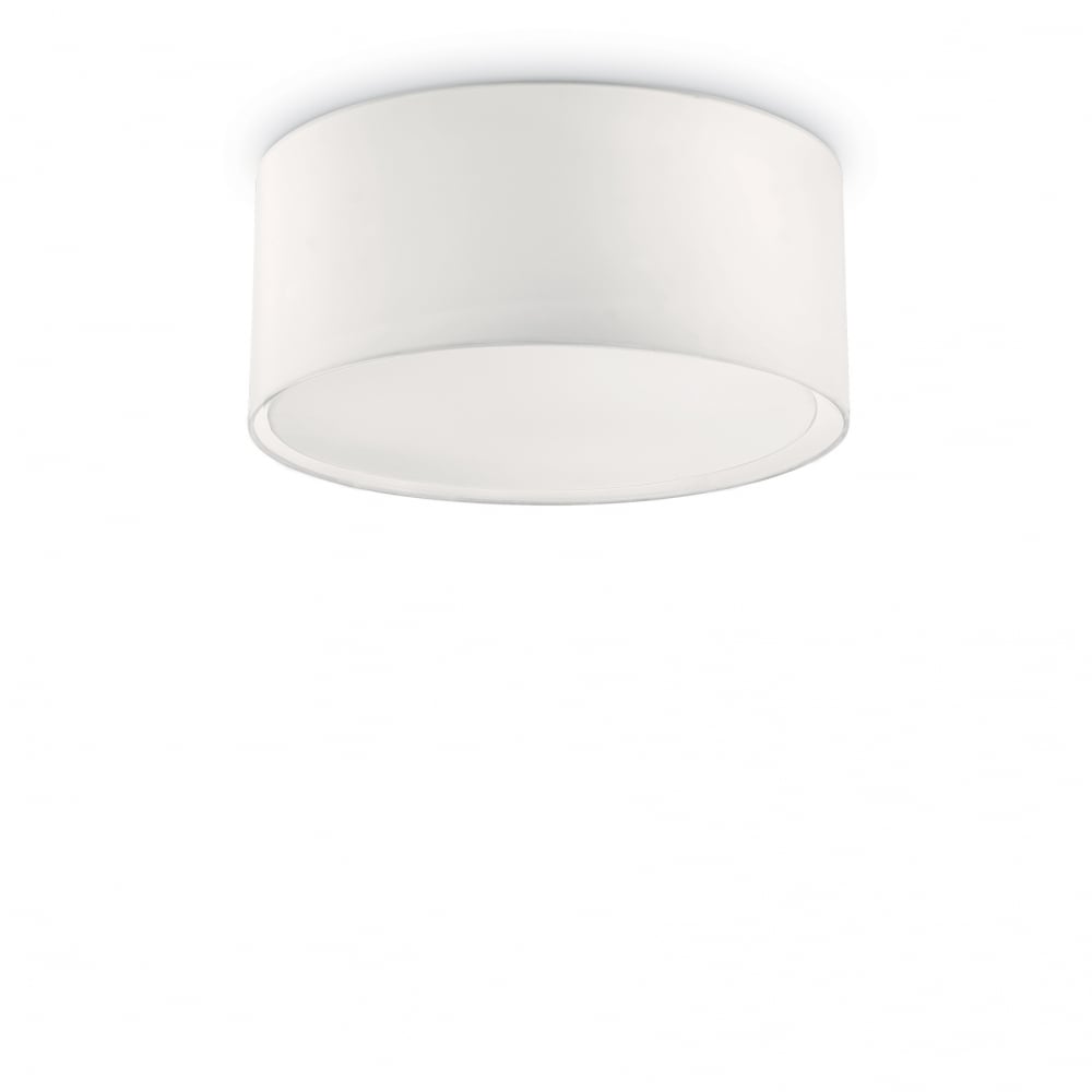 Modern Drum Shade Ceiling Light Fixture, White