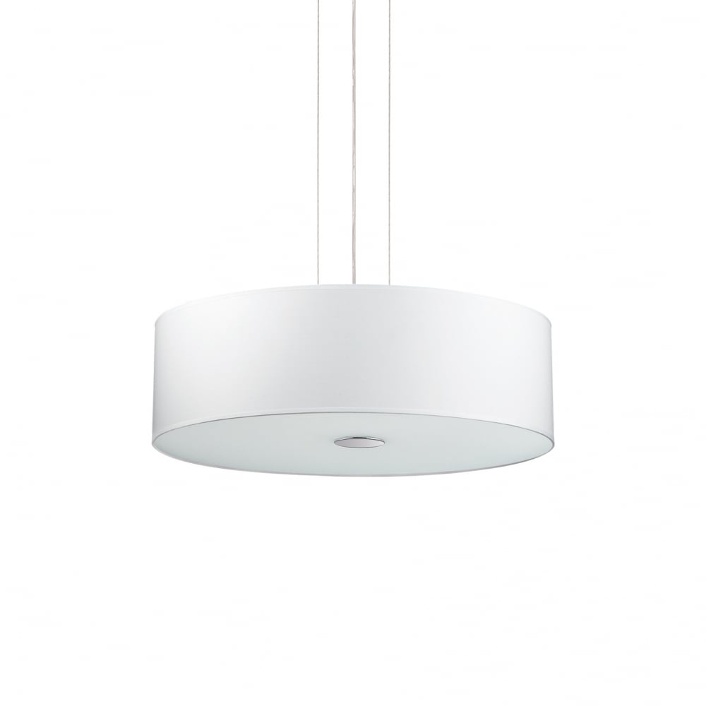 Woody Modern 4-Light White Drum Shade Pendant Ceiling Fixture