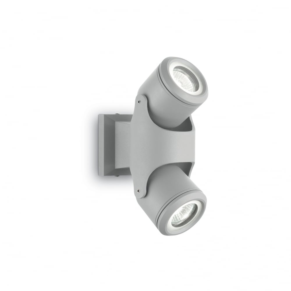 Zeno Adjustable Twin Spotlight Wall Light in Grey