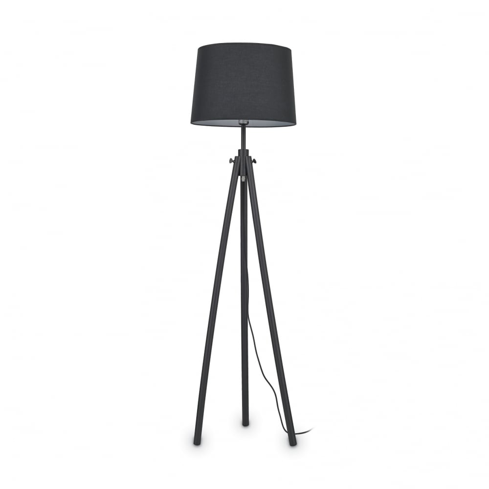 Modern York Black Wood Tripod Floor Lamp