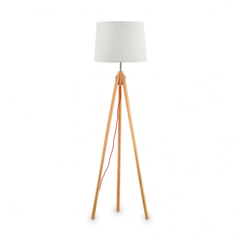Modern York Wooden Tripod Floor Lamp, Tall and Elegant Design