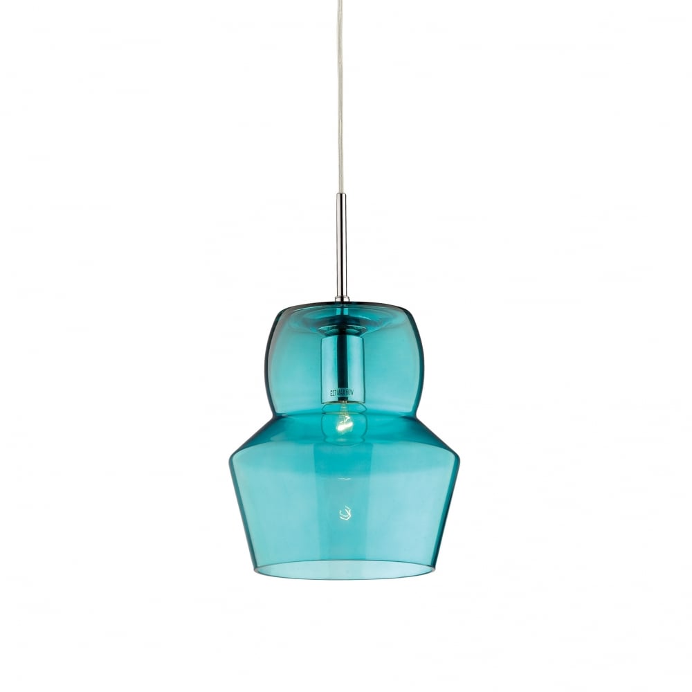 Turquoise Glass Pendant Light - Zeno 22cm Modern Shade