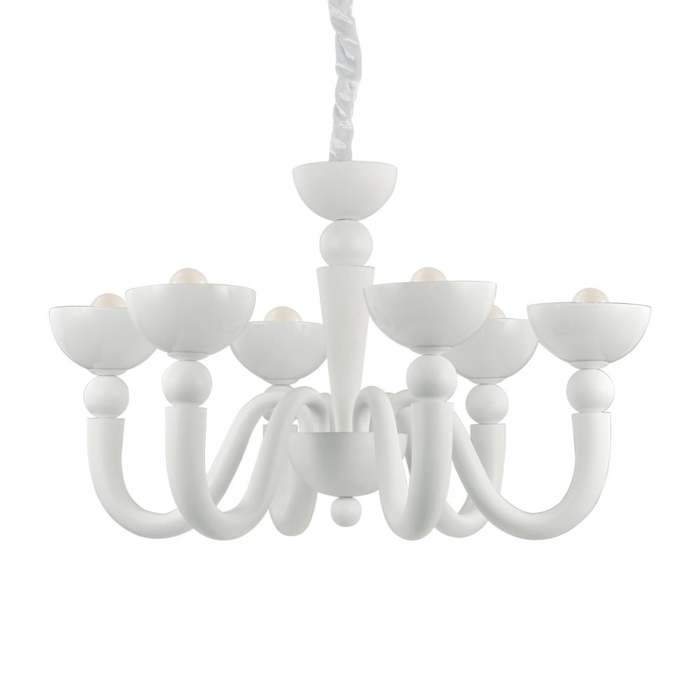 Elegant Bon Bon 6-Light Pendant Chandelier in White