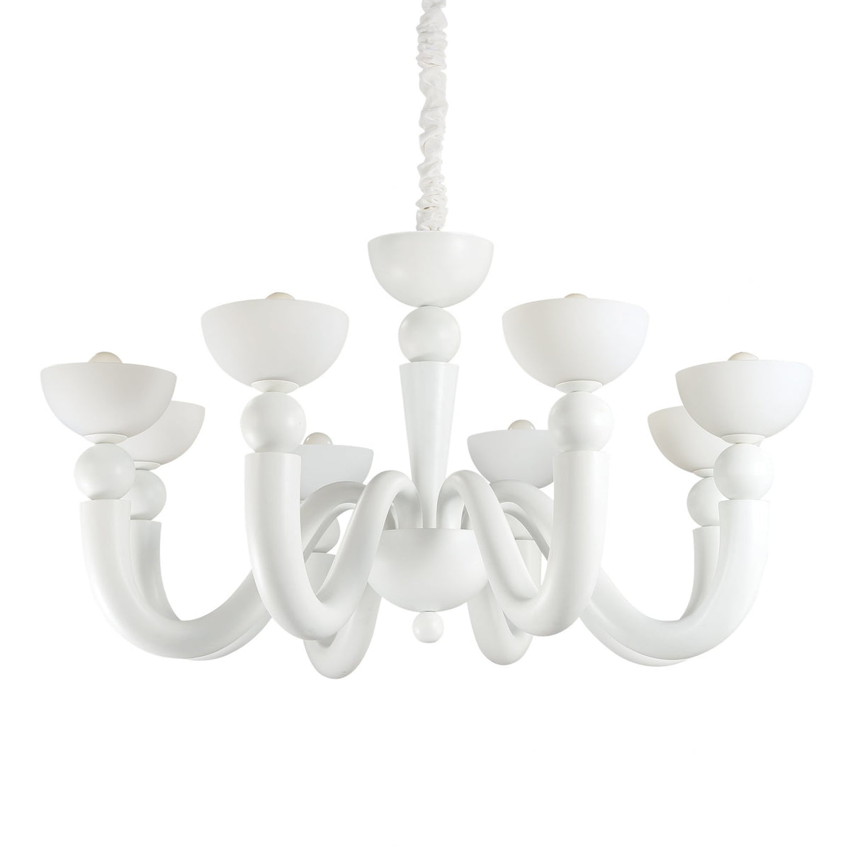 Elegant White Bon Bon 8-Light Pendant Chandelier