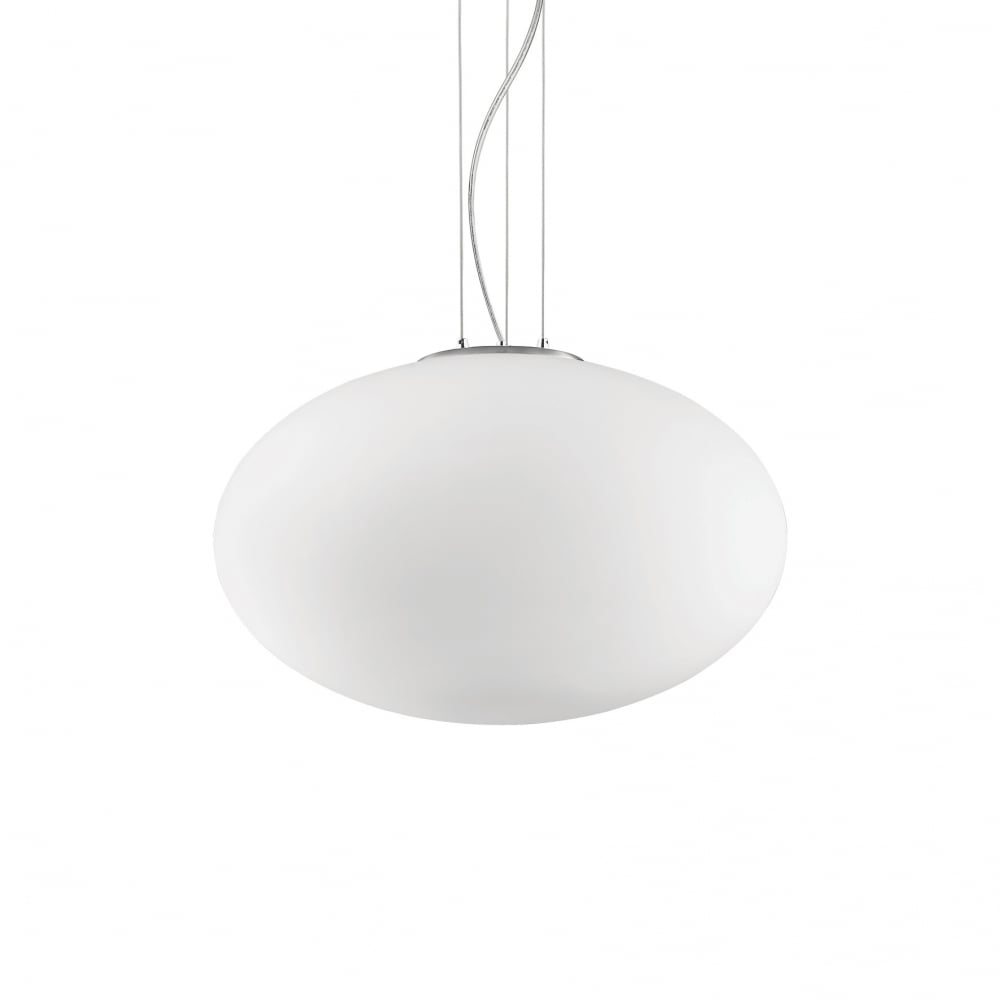 Frosted Sphere Pendant Light, Chrome Accents