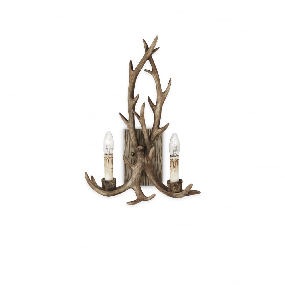 Rustic Woodland Antler-Inspired Double Wall Sconce