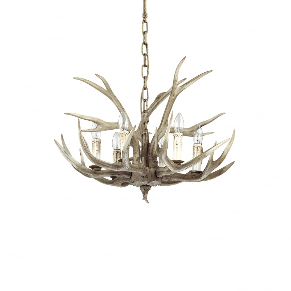 Majestic Antler Elegance: 6-Light Rustic Chandelier