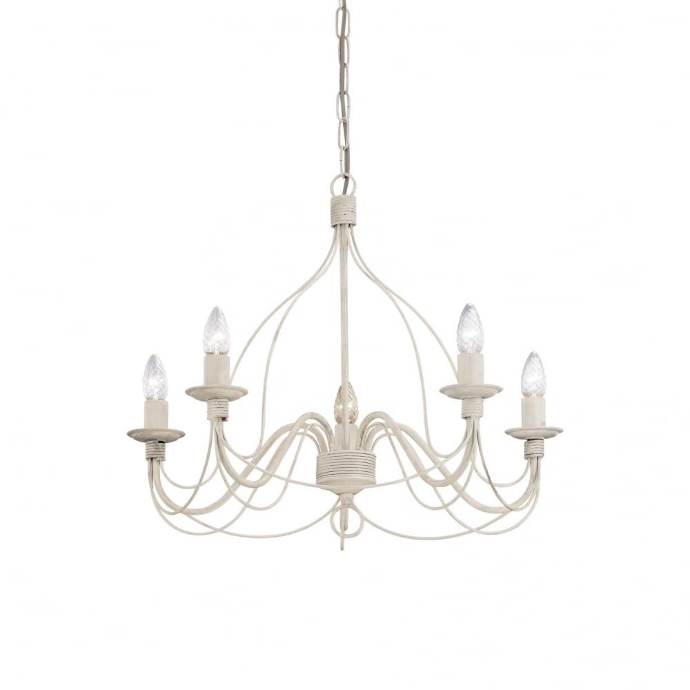 Elegant White Antico 5-Light Pendant Chandelier