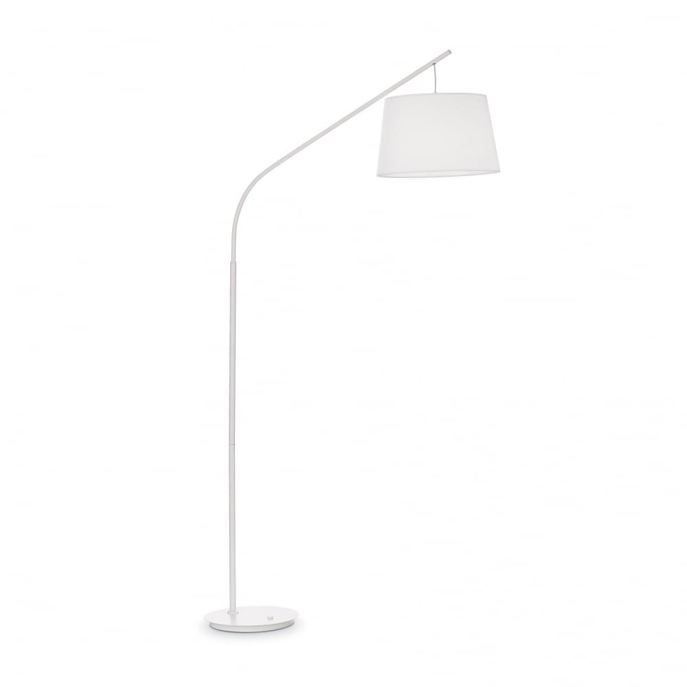 Sleek Arching White Floor Lamp with Modern Shade