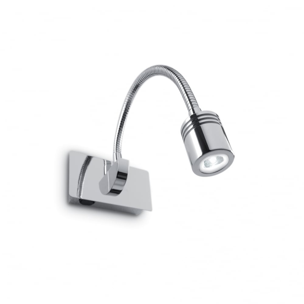 Sleek Chrome Swan Neck LED Wall Light with Integrated Switch