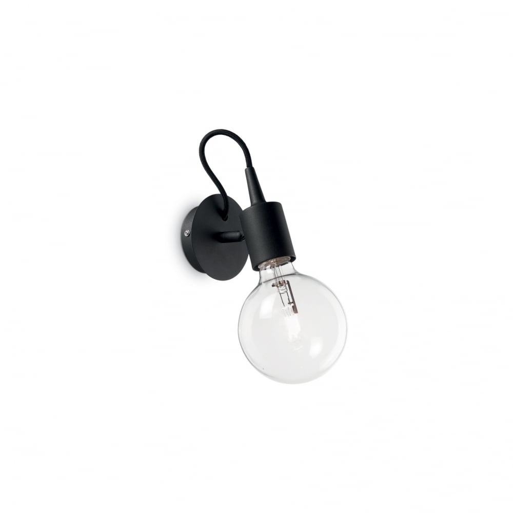 Sleek Black Contemporary Edison Reading Light with Exposed Bulb