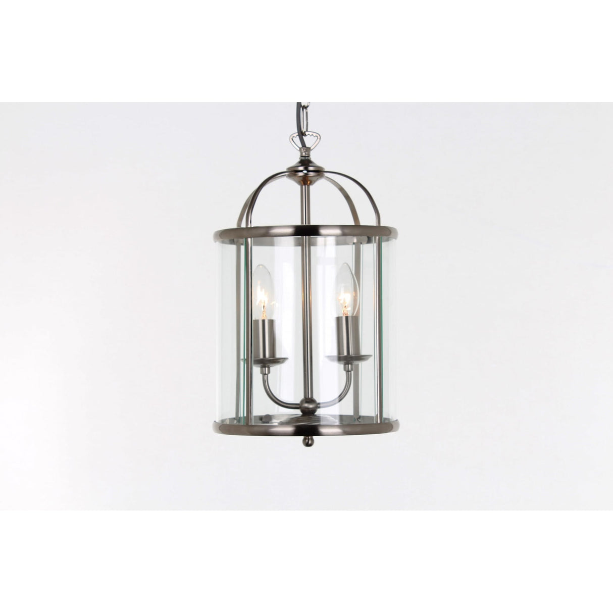 Orly Satin Nickel Dual-Light Pendant Chandelier, 23cm