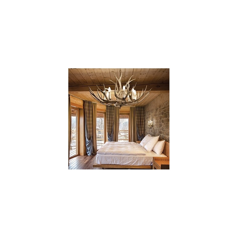 Grand Lodge Antler Chandelier, Majestic 12 Light