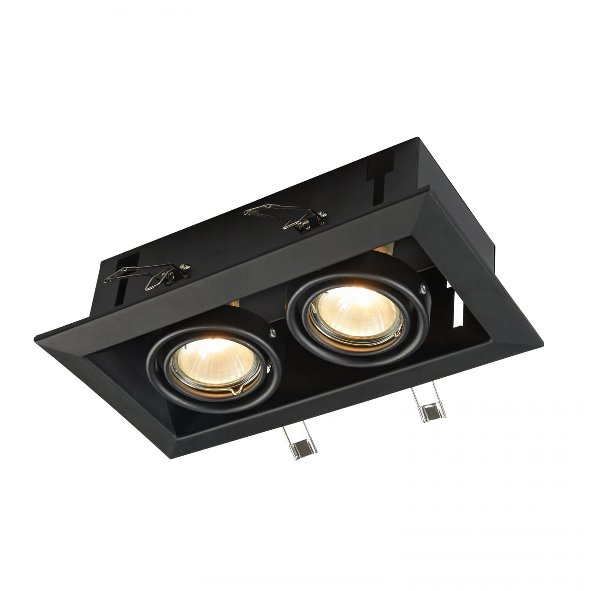Sleek Black Twin GU10 Metal Downlight Fixture