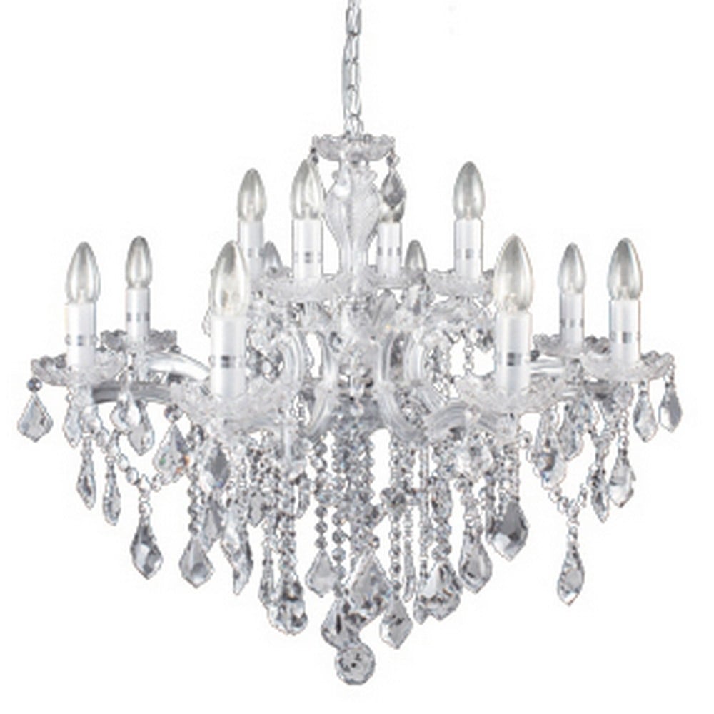 Elegant Florian 12-Light Crystal Chandelier in Chrome Finish