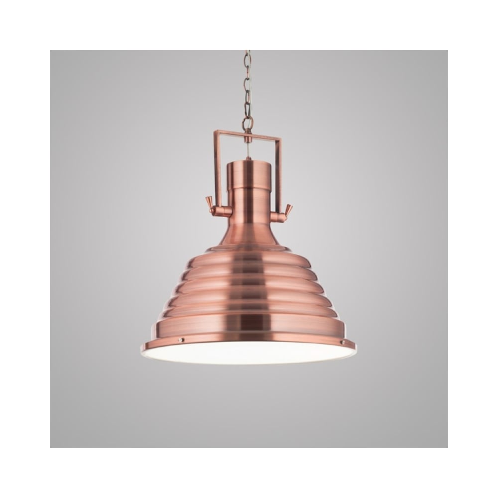 Industrial Copper Nautical Dome Pendant Light - 48cm