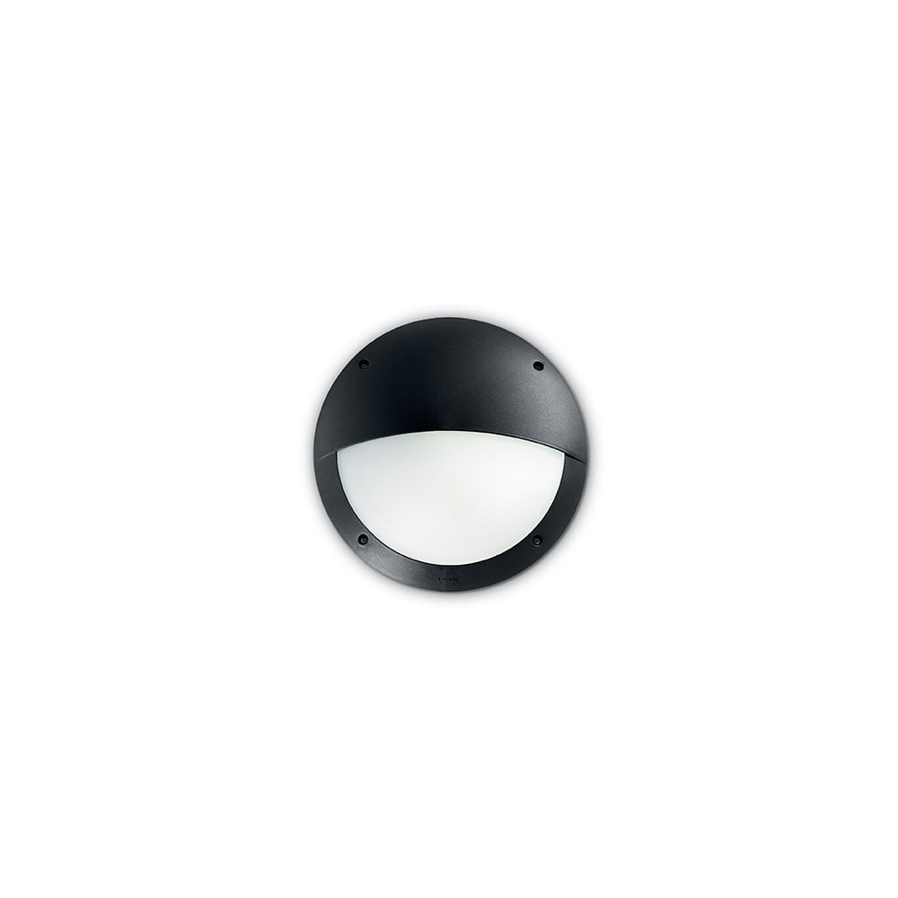 Lucia Round Black Outdoor Eyelid Wall Light with 4 Screws