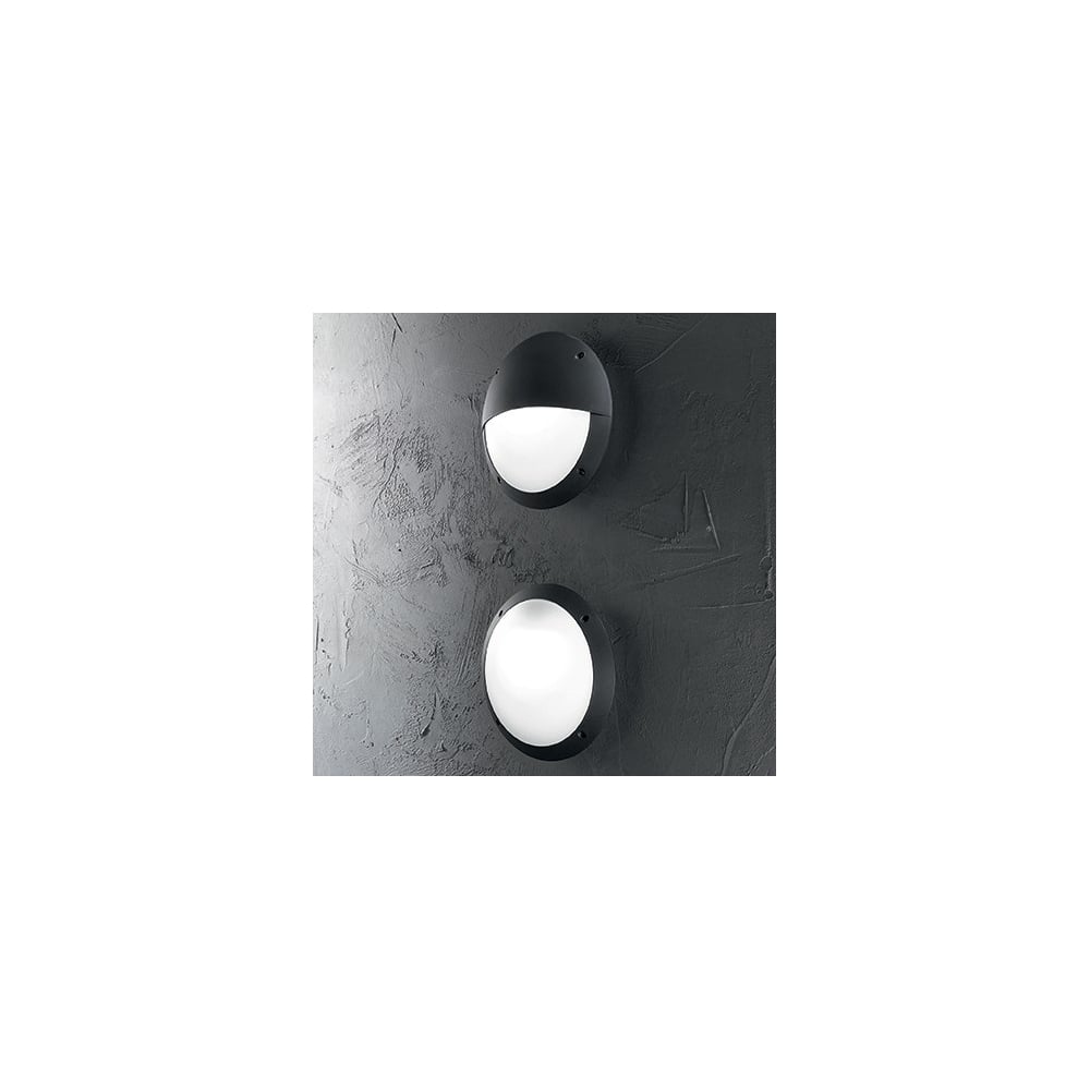 Lucia Round Black Outdoor Eyelid Wall Light with 4 Screws