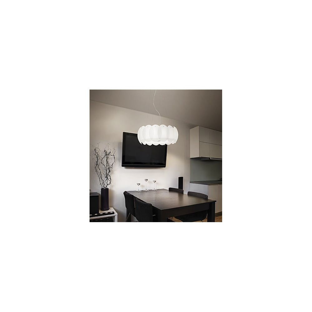 Modern Ovalino Five-Light Pendant in White