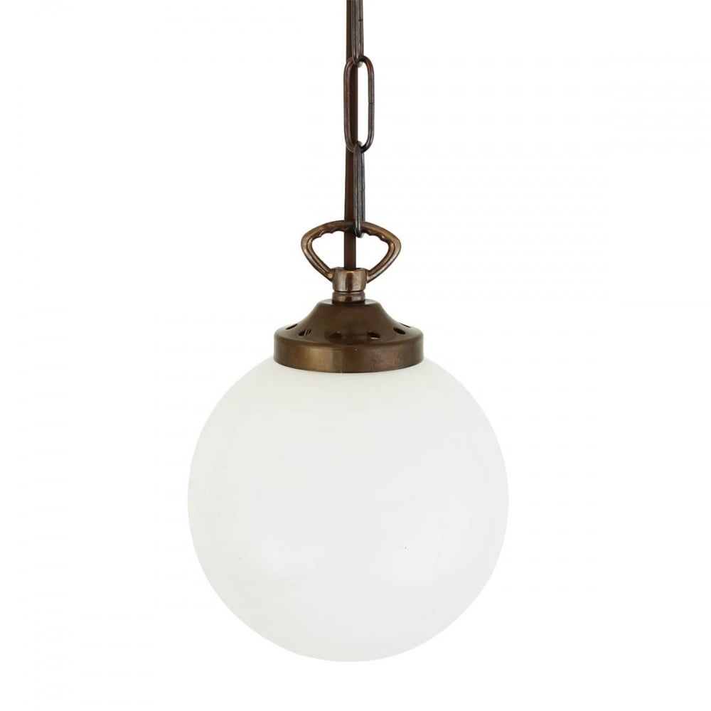 Yaounde Antique Brass Globe Pendant Light, 14cm