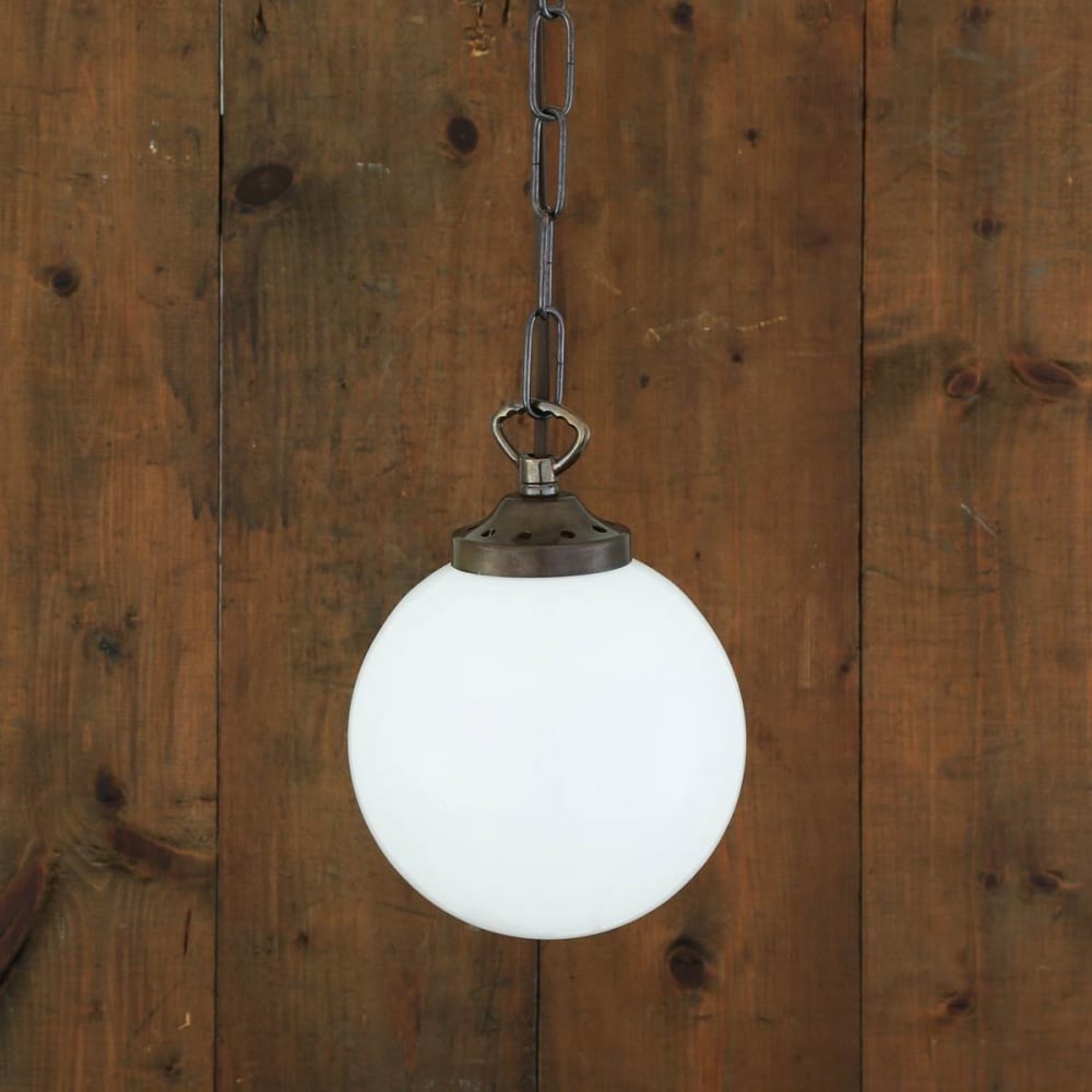 Yaounde Antique Brass Globe Pendant Light, 14cm