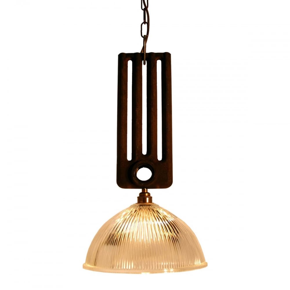 Vintage Industrial Glass Pendant Light - RAD Holophane