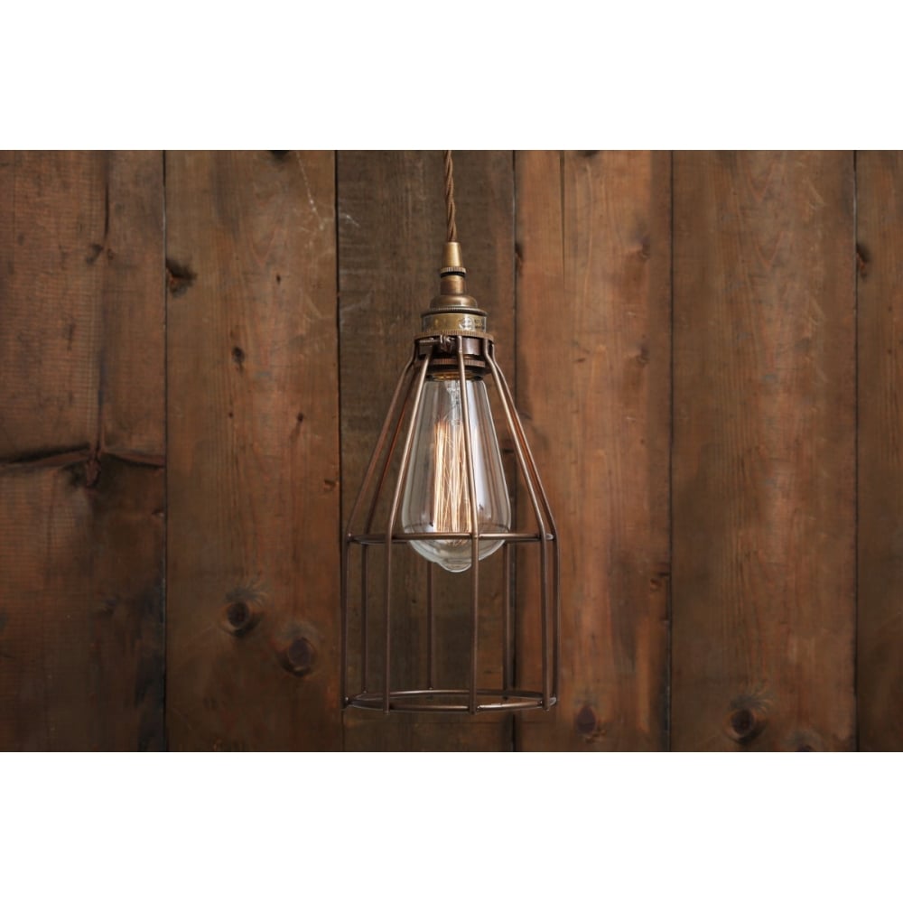 Chrome & Black Industrial Cage Pendant Light