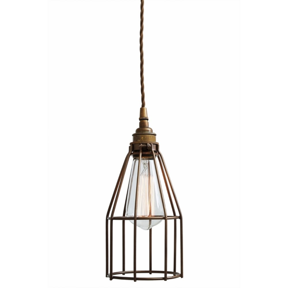 Chrome & Black Industrial Cage Pendant Light