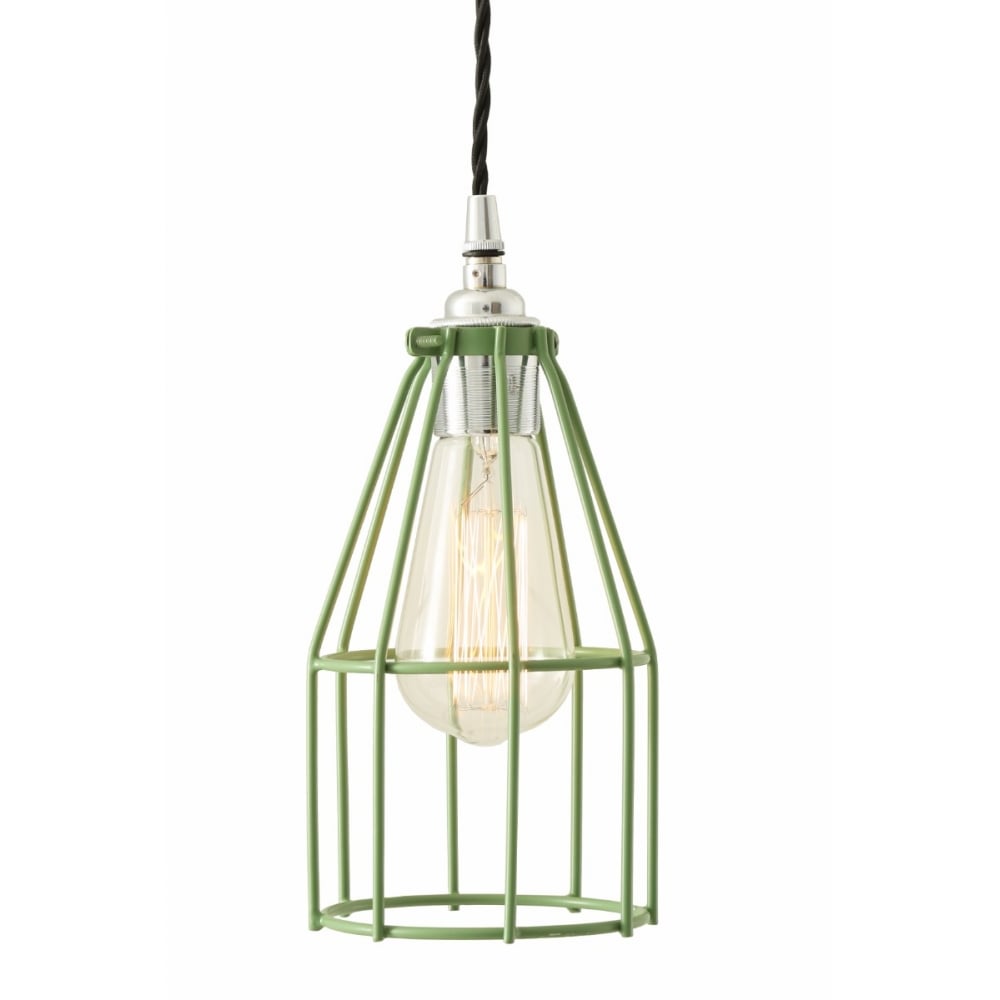 Chrome & Black Industrial Cage Pendant Light