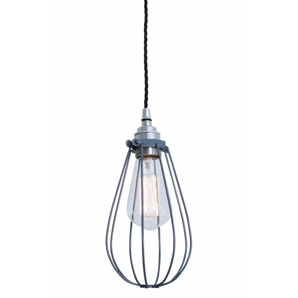 Vox Vintage Cage Pendant Light, Chrome and Black
