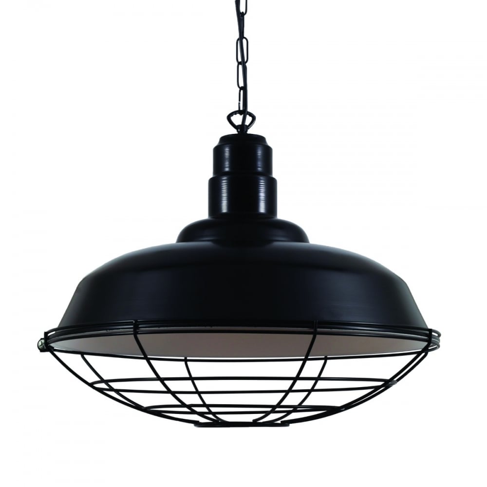 Cobal Black Pendant with Industrial Cage Design