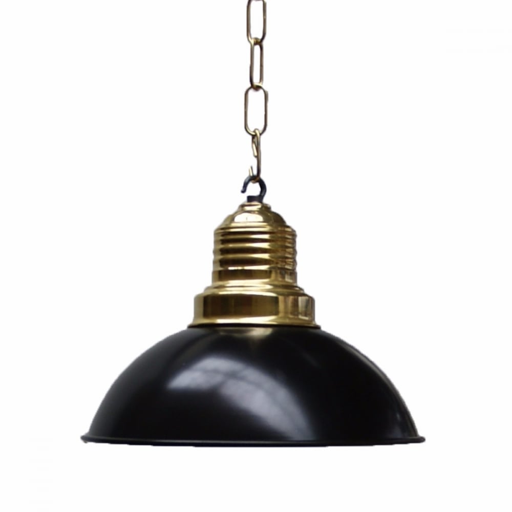 Abele Industrial Pendant Light with Black and Brass Finish