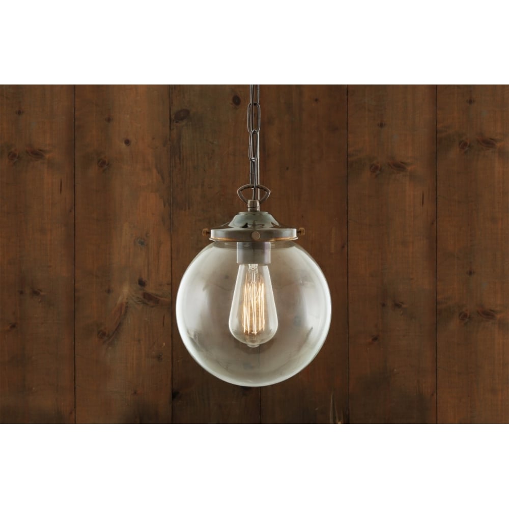 Riad Vintage Clear Globe Pendant Light - Antique Brass Finish