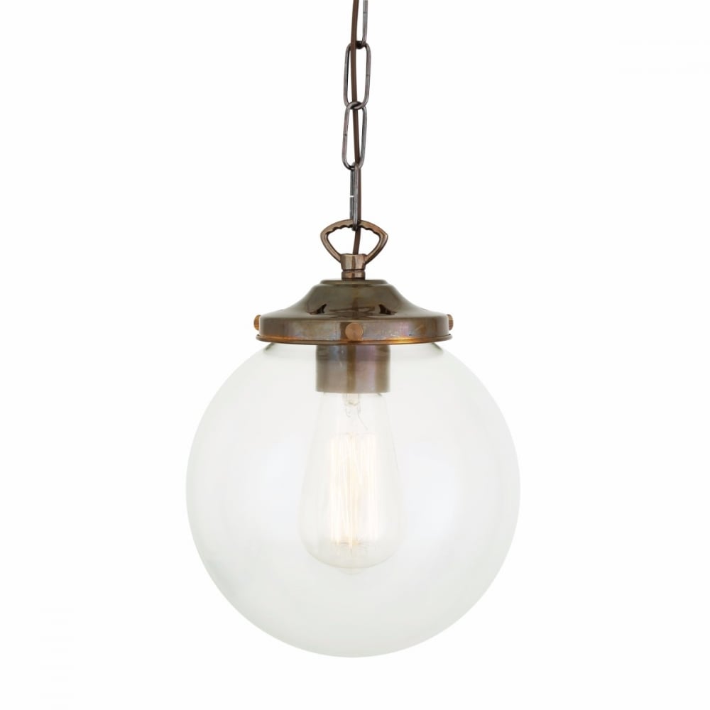 Riad Vintage Clear Globe Pendant Light - Antique Brass Finish