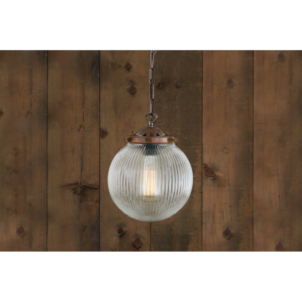 Elegant Opal Globe Pendant Light with Antique Brass Finish (200mm)