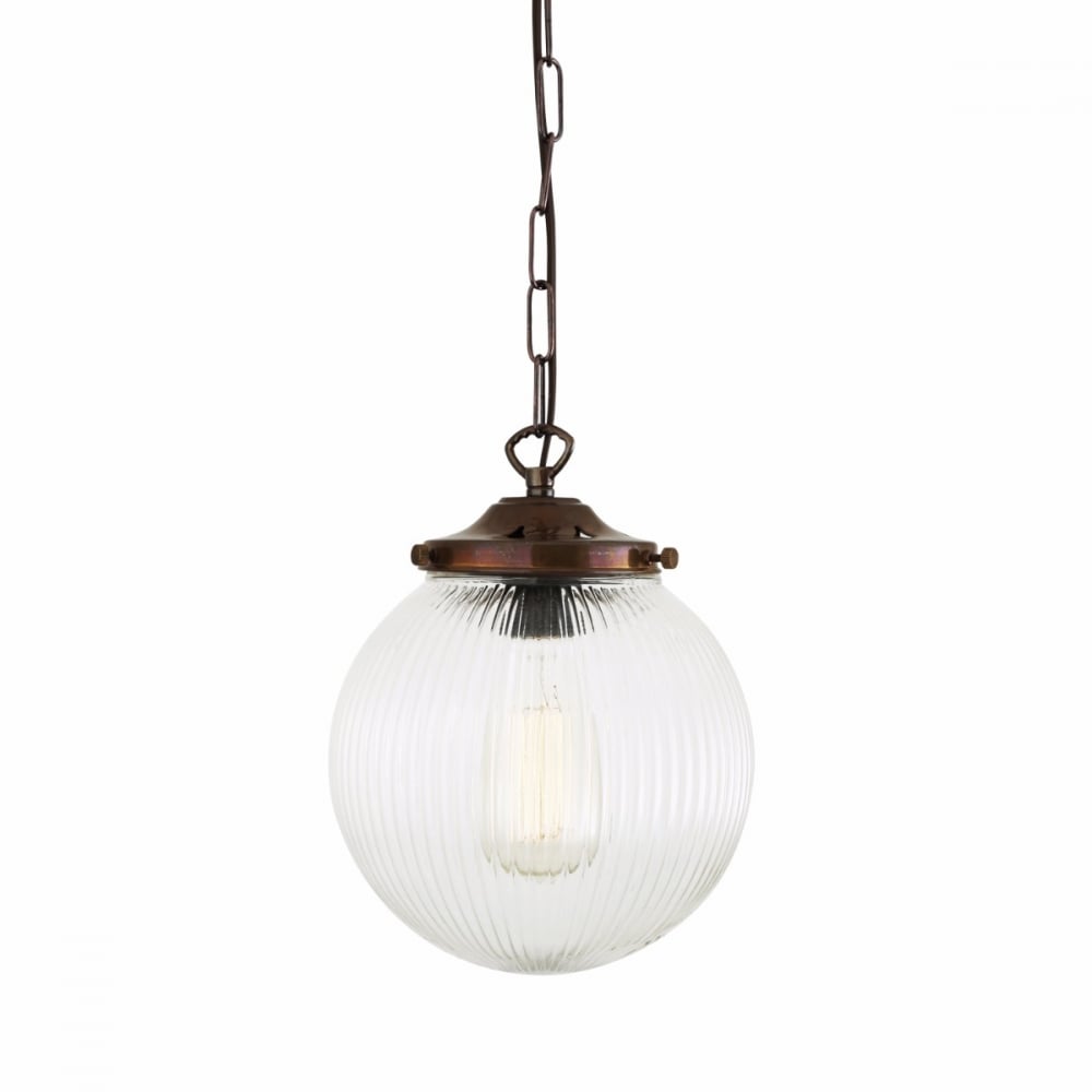 Elegant Opal Globe Pendant Light with Antique Brass Finish (200mm)