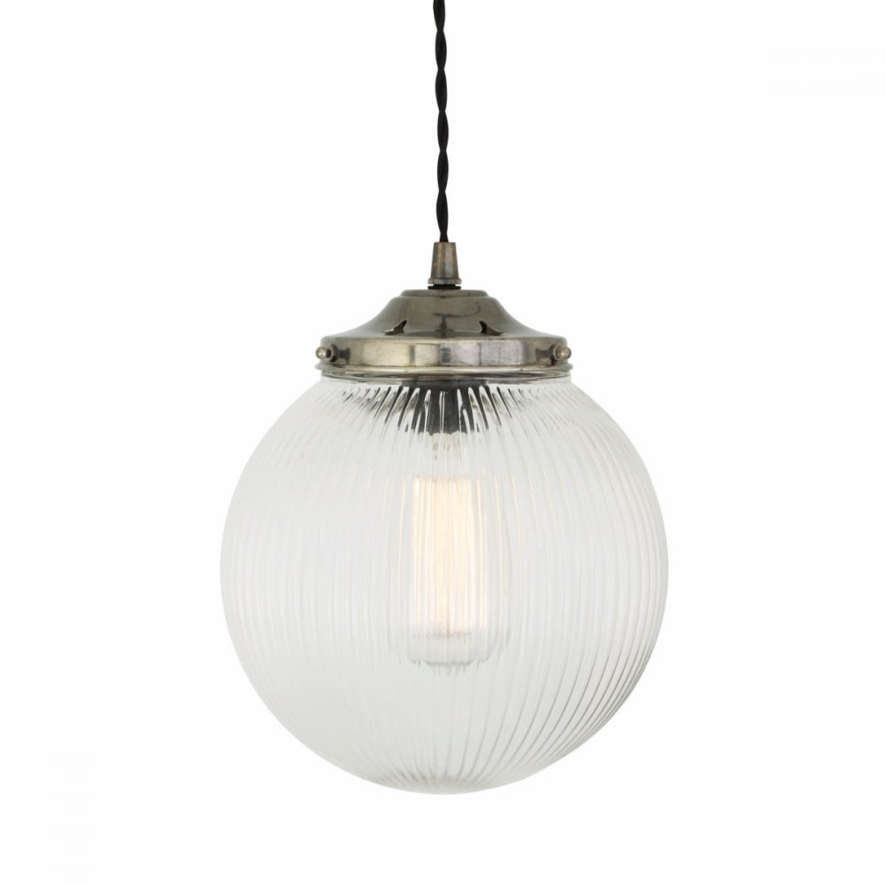 Elegant Opal Globe Pendant Light with Antique Brass Finish (200mm)