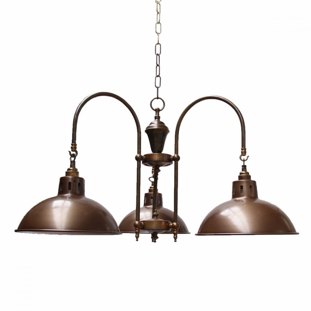 Brasilia Vintage Industrial Triple Swan Neck Ceiling Pendant Lamp