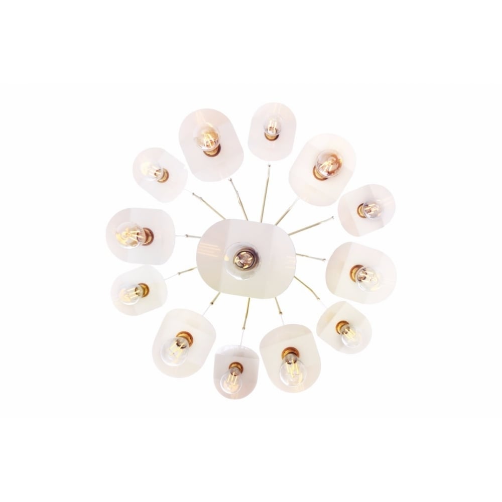 Elegant Petal Brass Chandelier with White Fabric Accents