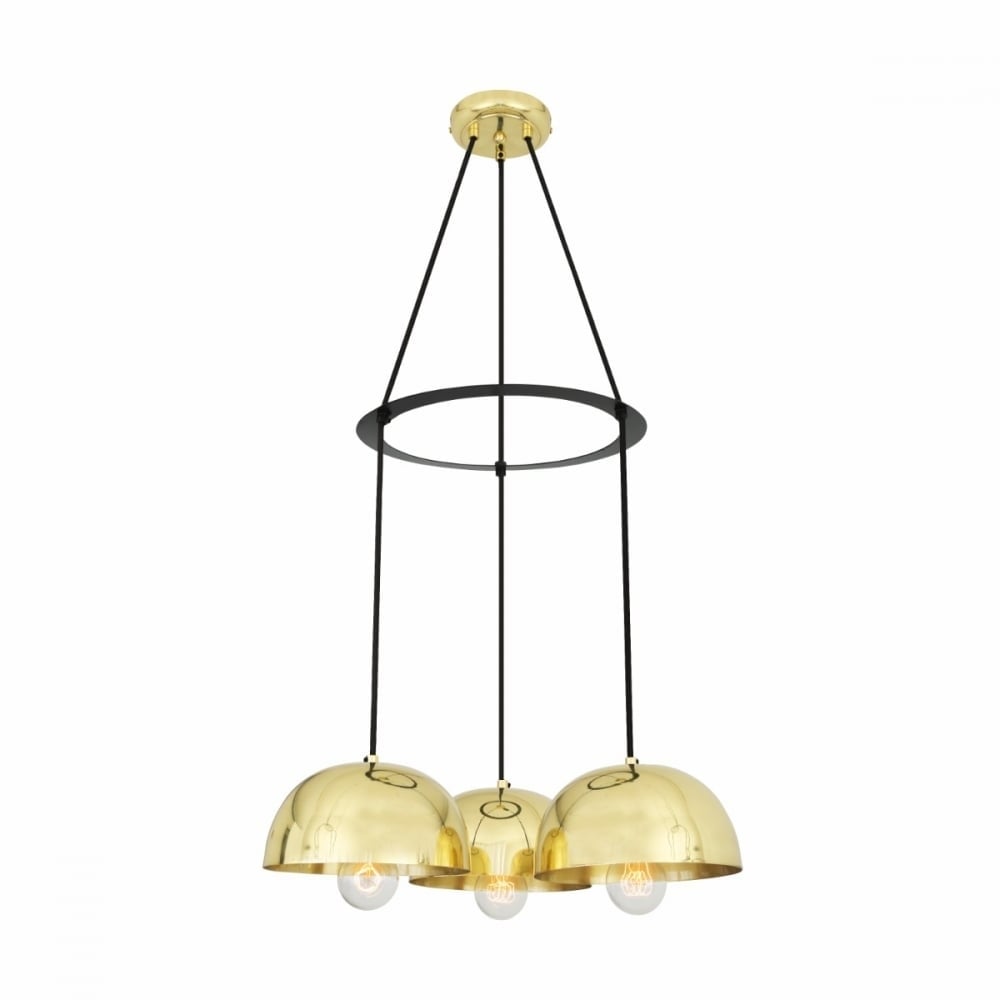Modern Brass Trio Pendant Ring Chandelier