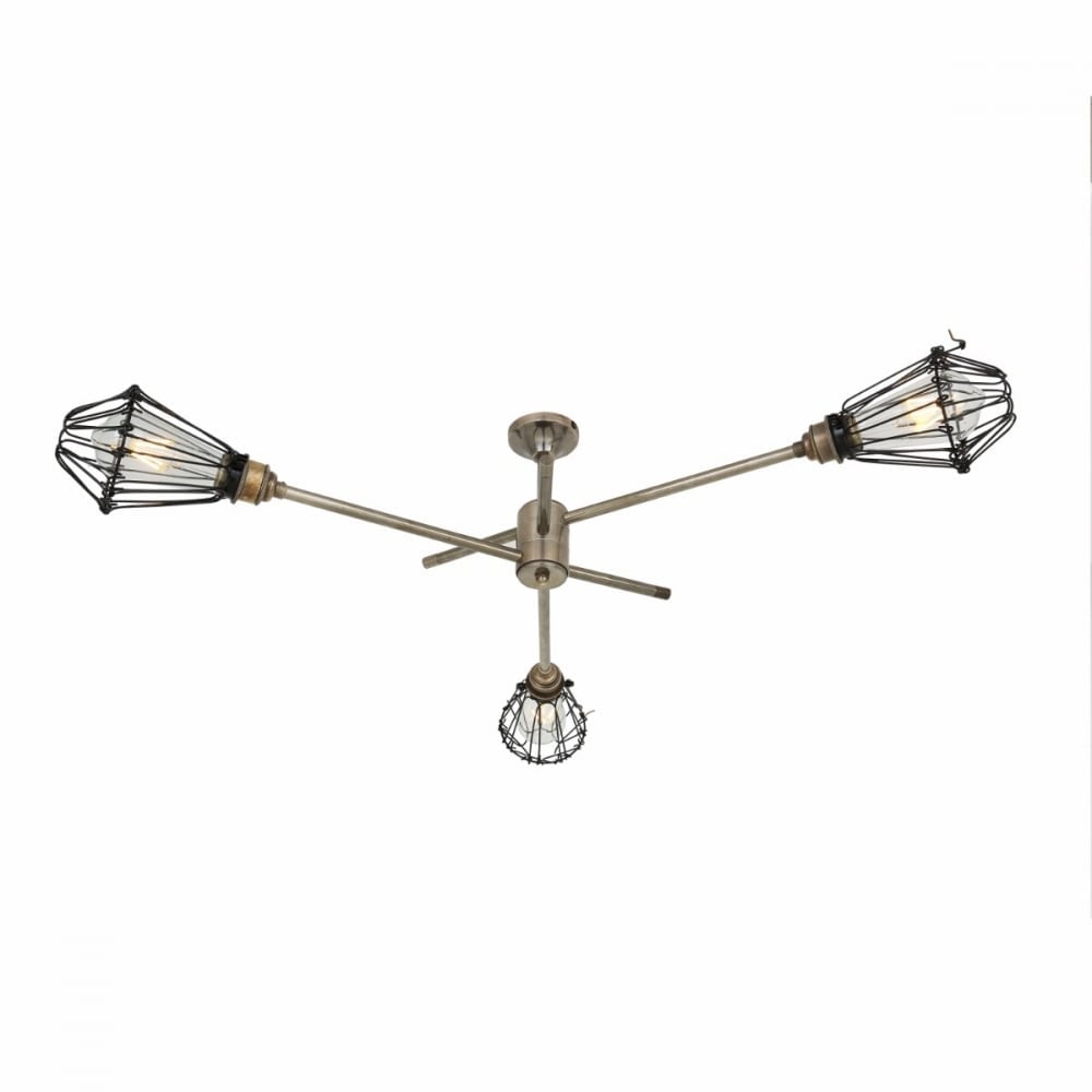 Antique Brass Industrial Cage Chandelier