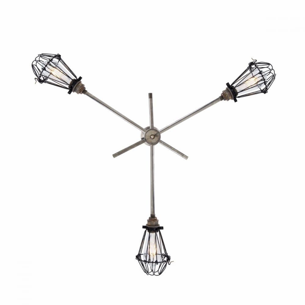 Antique Brass Industrial Cage Chandelier