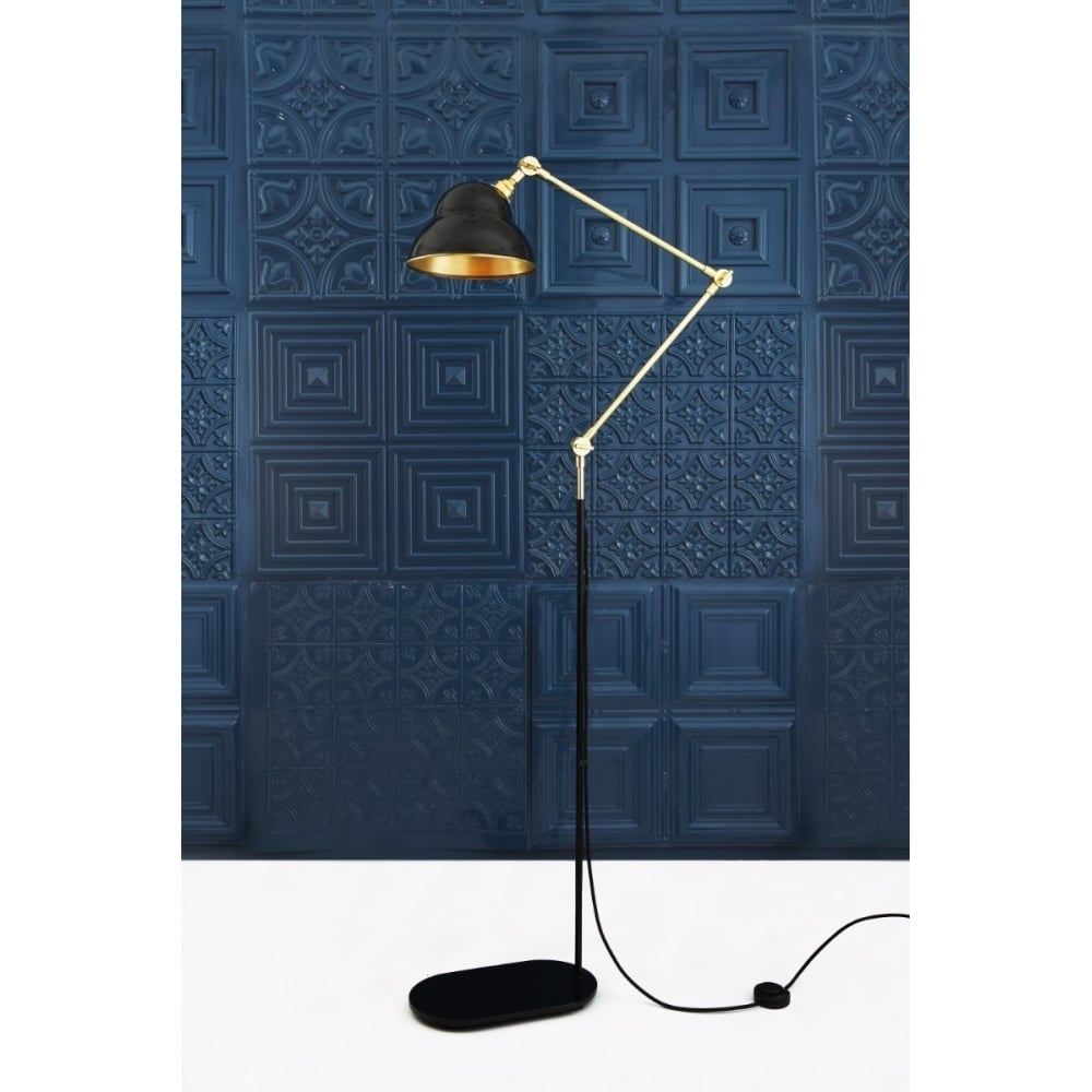 Sliema Elegant Floor Lamp in Polished Brass and Matte Black Finish