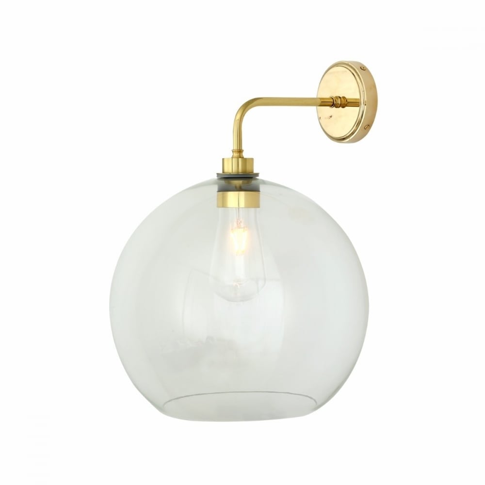 Leith Globe Shade Outdoor Wall Light in Brass and Glass