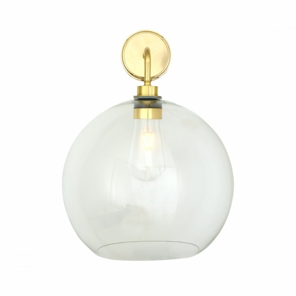 Leith Globe Shade Outdoor Wall Light in Brass and Glass