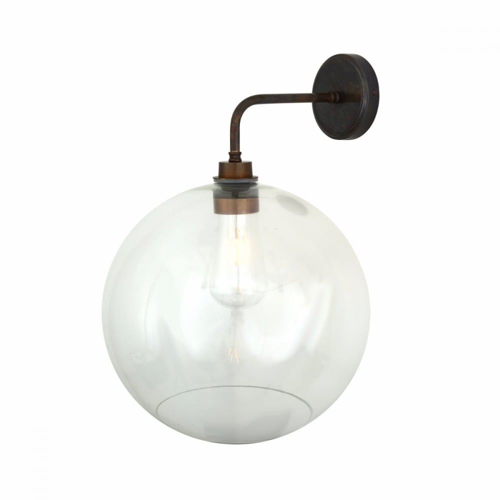 Leith Globe Shade Outdoor Wall Light in Brass and Glass
